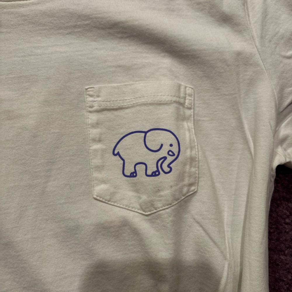 White T-Shirt with Purple Elephant Design - Picture 3 of 5
